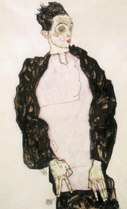 Picture of SELF-PORTRAIT WITH LAVENDER SHIRT AND DARK SUIT 1914