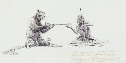 Picture of BEAR AND INDIAN SMOKING PIPE, 1915