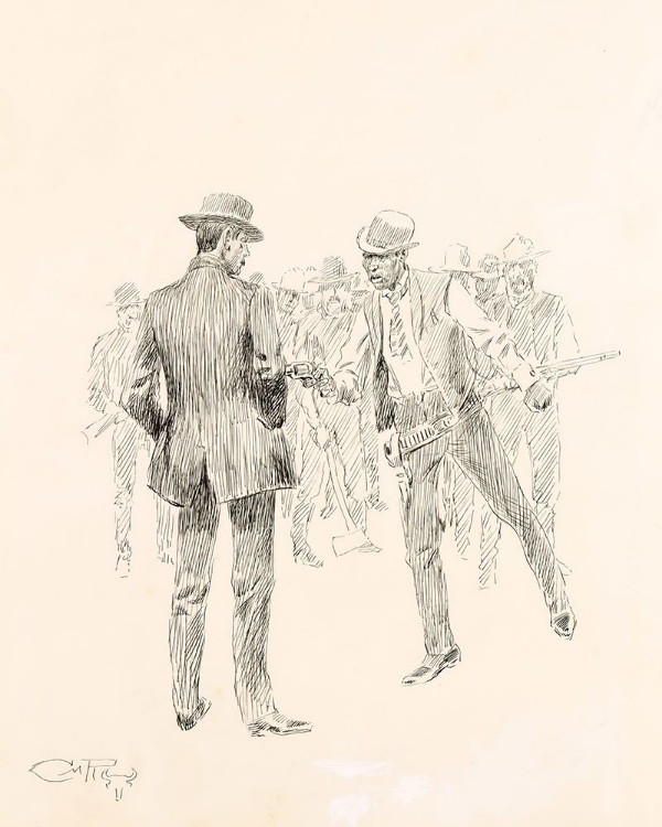 Picture of HE HELD HIS REVOLVER PRESSED INTO PARDS SIDE 1911