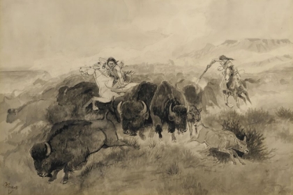 Picture of INDIAN BUFFALO HUNT 1894