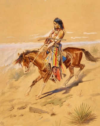 Picture of NATIVE AMERICAN FIGURE ON A HORSE
