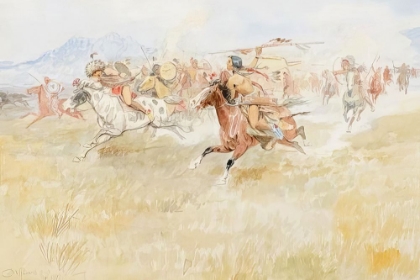 Picture of THE BATTLE BETWEEN THE BLACKFEET AND PIEGANS 1897