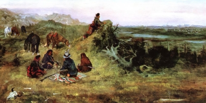 Picture of THE PIEGANS PREPARING TO STEAL HORSES FROM THE CROWS 1888