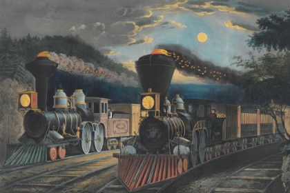 Picture of THE LIGHTNING EXPRESS TRAINS LEAVING THE JUNCTION 1863
