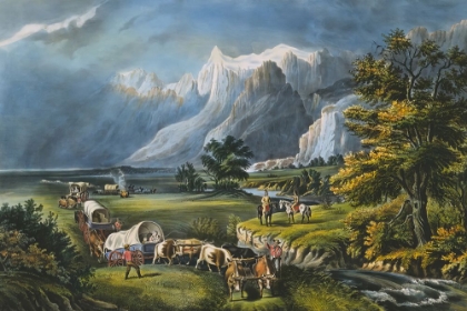Picture of THE ROCKY MOUNTAINS EMIGRANTS CROSSING THE PLAINS 1866