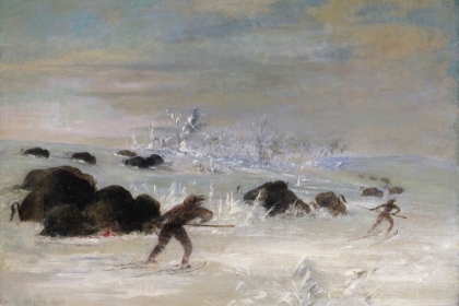 Picture of ASSINIBOINE INDIANS PURSUING BUFFALO ON SNOWSHOES