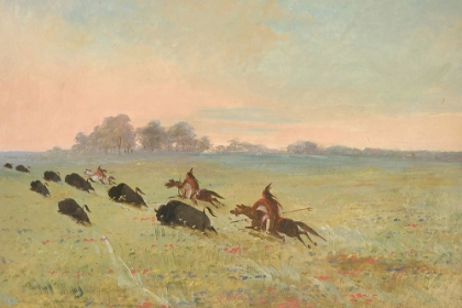 Picture of COMANCHE INDIANS CHASING BUFFALO