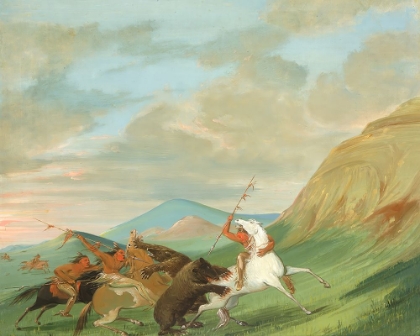 Picture of GRIZZLY BEARS ATTACKING INDIANS ON HORSEBACK