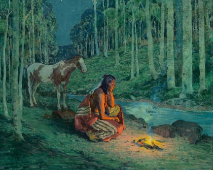 Picture of INDIAN AT THE FIRESIDE