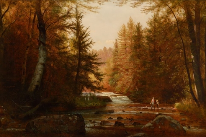 Picture of FISHERMAN IN A WOODED LANDSCAPE