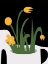 Picture of ABSTRACT SCULPTURE AND YELLOW FLOWERS