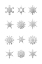 Picture of TWELVE GEOMETRIC SNOWFLAKES IN GRAY
