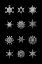 Picture of TWELVE GEOMETRIC SNOWFLAKES IN BLACK