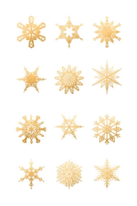 Picture of TWELVE GEOMETRIC SNOWFLAKES IN GOLD