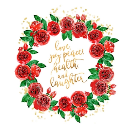 Picture of HOLIDAY WISHES WREATH OF RED ENGLISH ROSES