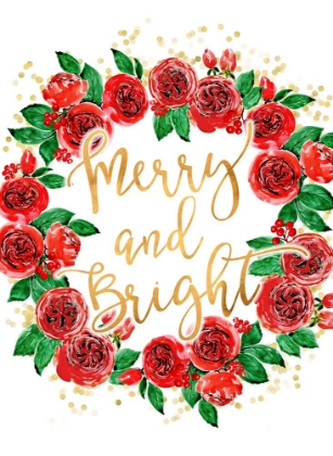 Picture of MERRY AND BRIGHT WREATH OF RED ENGLISH ROSES