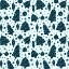 Picture of BLUE GREEN LEAVES ON BLUE CHRISTMAS TREES AND BULBS