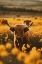 Picture of HIGHLAND COWS IN FLOWER FIELD