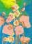 Picture of PEACH POPPIES ON BLUE