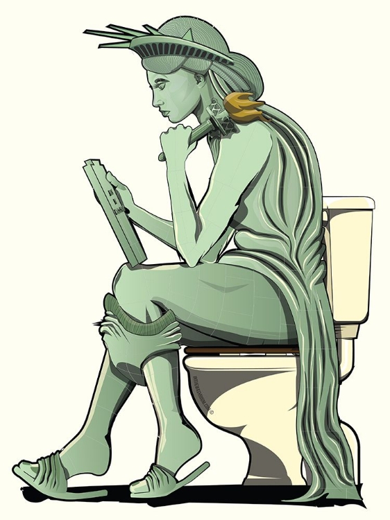 Picture of STATUE OF LIBERTY ON THE TOILET