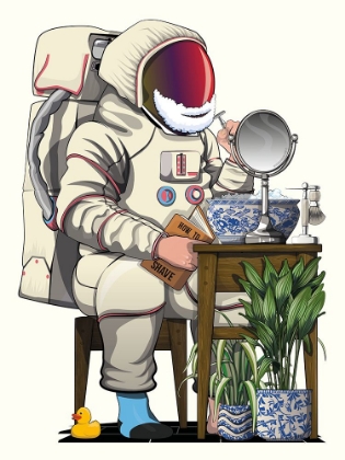 Picture of SPACE ASTRONAUT SHAVING IN BATHROOM