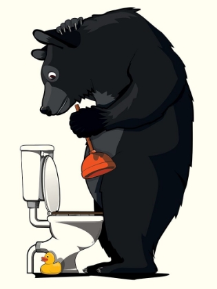 Picture of BLACK BEAR USING THE TOILET