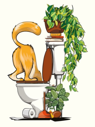 Picture of CAT DRINKING FROM THE TOILET