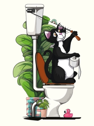 Picture of CAT SITTING ON THE TOILET