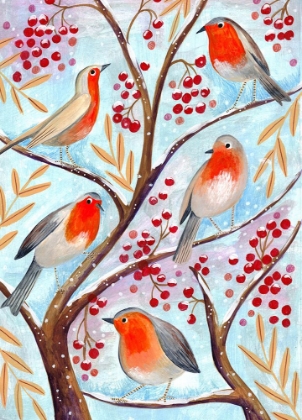 Picture of WINTER BIRDS ROBINS CHRISTMAS SNOW