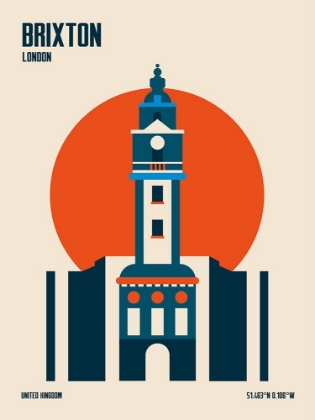 Picture of BRIXTON TOWER RETRO TRAVEL PRINT