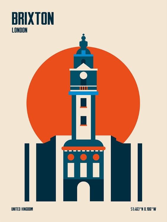 Picture of BRIXTON TOWER RETRO TRAVEL PRINT
