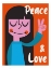 Picture of PEACE A LOVE MID CENTURY ILLUSTRATION
