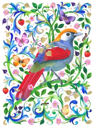 Picture of RED TAILED LAUGHING THRUSH ARTWORK 600 DPI RE WORKED