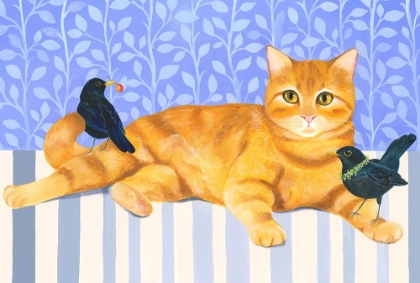 Picture of GINGER CAT AND BLACKBIRDS