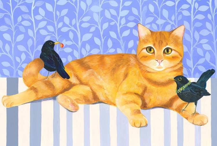 Picture of GINGER CAT AND BLACKBIRDS