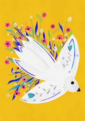 Picture of BIRD IN FLOWERS ILLUSTRATION