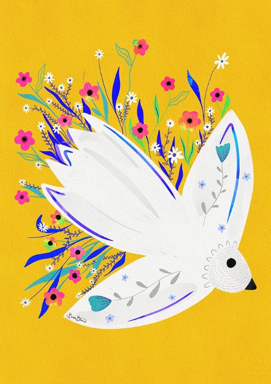 Picture of BIRD IN FLOWERS ILLUSTRATION