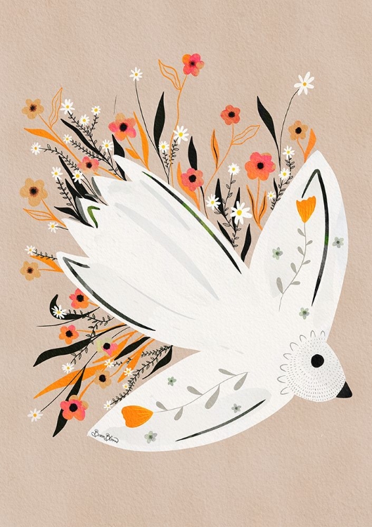 Picture of SEAGULL IN FLOWERS ILLUSTRATION