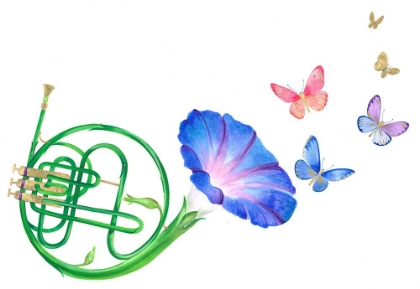 Picture of FRENCH HORN AND BUTTERFLIES