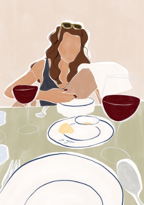 Picture of WOMAN DINING IN A RESTAURANT PRINT BY IVY GREEN ILLUSTRATIONS