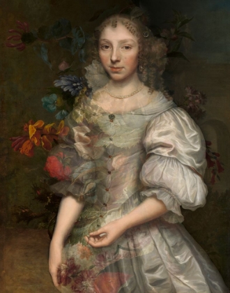 Picture of YOUNG WOMEN WITH FLOWER STILL LIFE