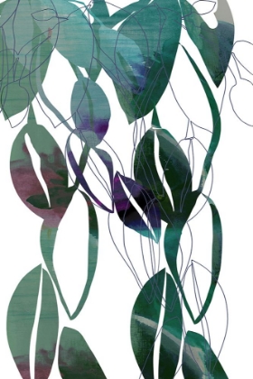 Picture of BOTANICAL LEAF PRINT ART IN NAVY BLUE 4