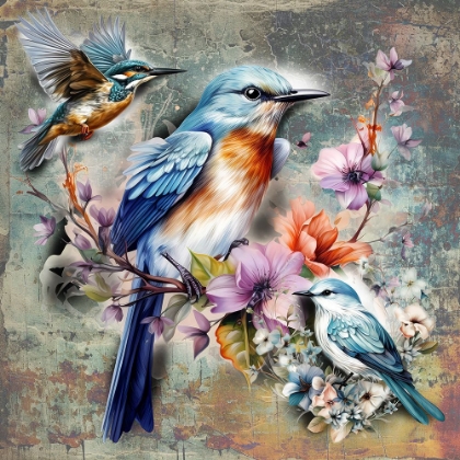 Picture of BIRD AND FLOWERS 1