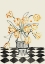 Picture of ORANGE TULIPS IN A VASE WITH CHECKERED DIAMONDS