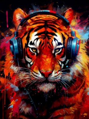 Picture of TIGER WITH HEADPHONES ANIMAL