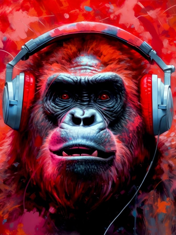 Picture of GORILLA WITH HEADPHONES ANIMAL