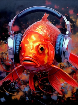 Picture of GOLD FISH WITH HEADPHONES ANIMAL