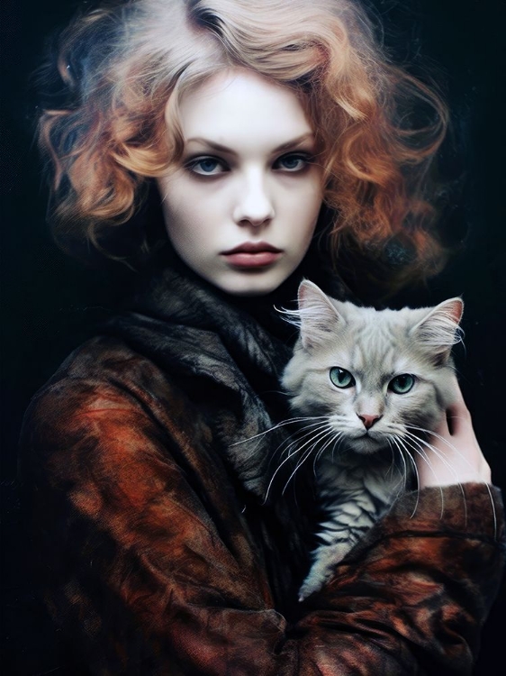 Picture of BEAUTIFUL GIRL WITH A CAT