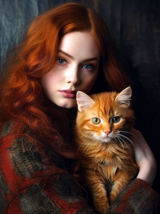Picture of BEAUTIFUL GIRL WITH A CAT