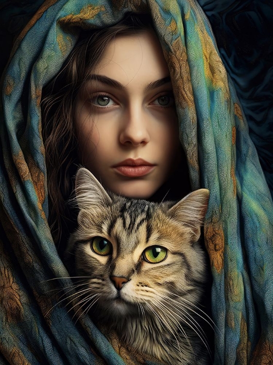 Picture of BEAUTIFUL GIRL WITH A CAT